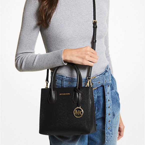 MICHAEL KORS Mercer Medium Pebbled Leather Crossbody Bag in Black - Picture 3 of 3